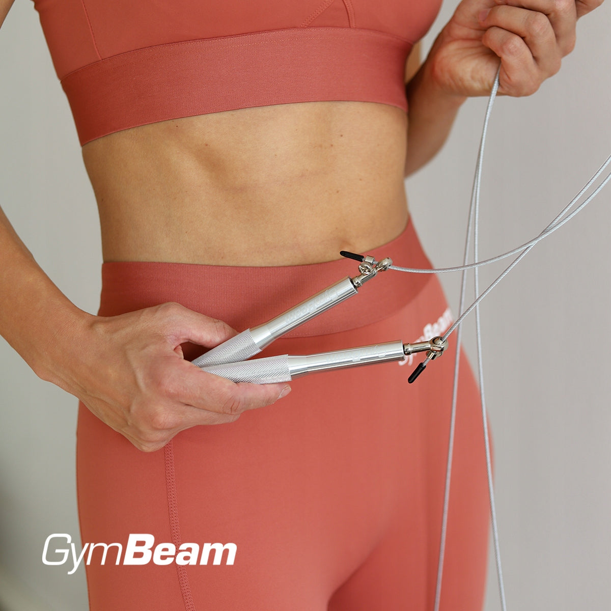 JUMP ROPE ALUMINUM ADJUSTABLE METAL TRAINING GymBeam 300 cm ROSE GOLD Rope length 300 cm