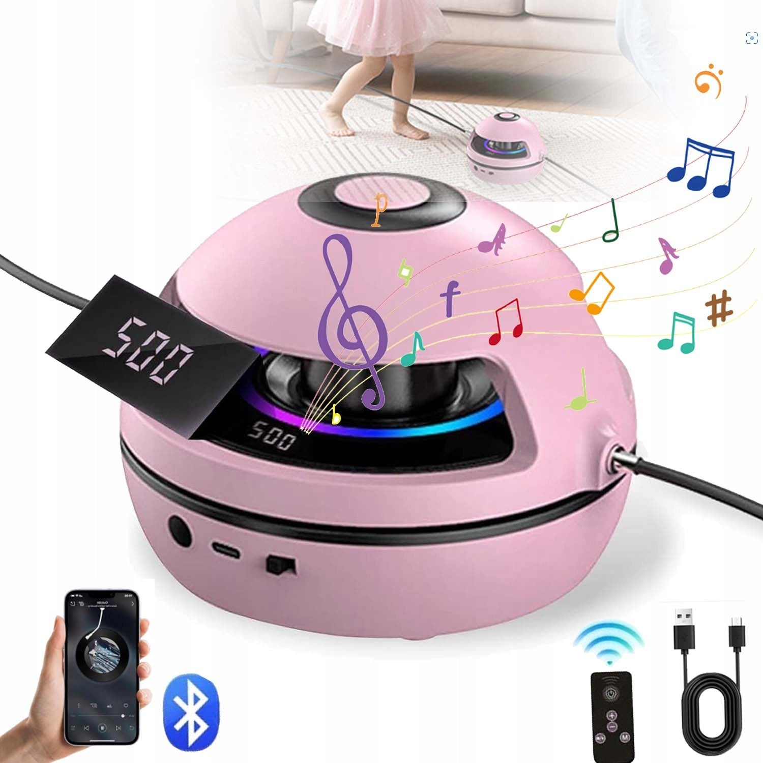 JUMP ROPE BLUETOOTH MUSIC AUTOMATIC CHILD,LED DISPLAY+PILOT