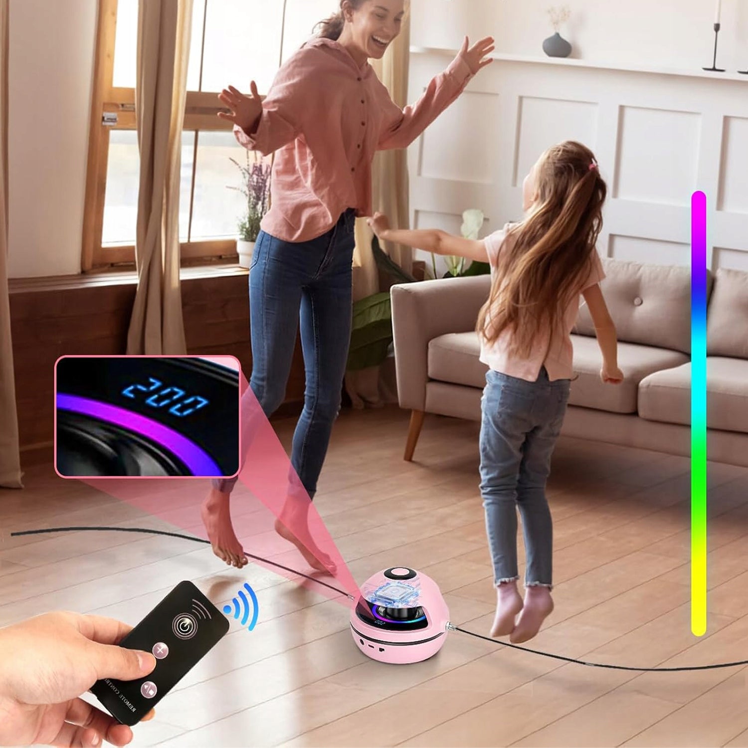 JUMP ROPE INTERACTIVE MACHINE AUTOMATIC ADJUSTABLE GEARS WITH REMOTE CONTROL Brand Bedee
