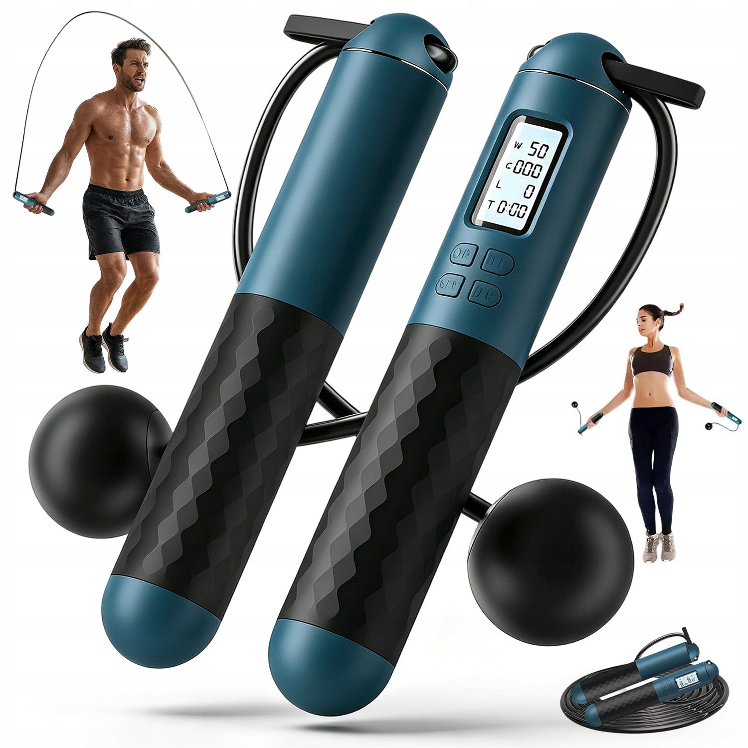 JUMP ROPE PROFESSIONAL ADJUSTABLE WIRELESS DIGITAL LED FITNESS HOME