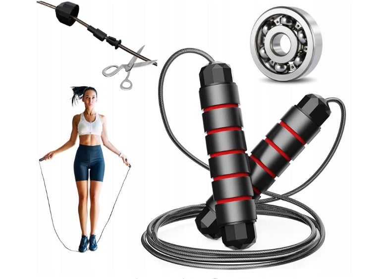 JUMP ROPE WITH BEARINGS CROSSFIT FITNESS BOXING ADJUSTABLE 3 M RED Packaging status original