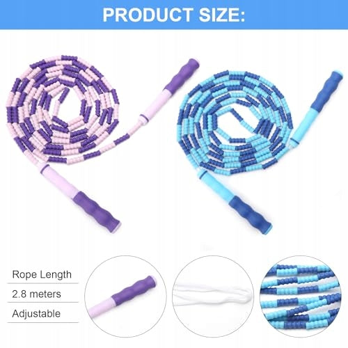 JUMP ROPE WITH FITNESS BEADS WITHOUT TANGLING ADJUSTABLE FOR CHILDREN 2 PCS. Rope length 1 cm