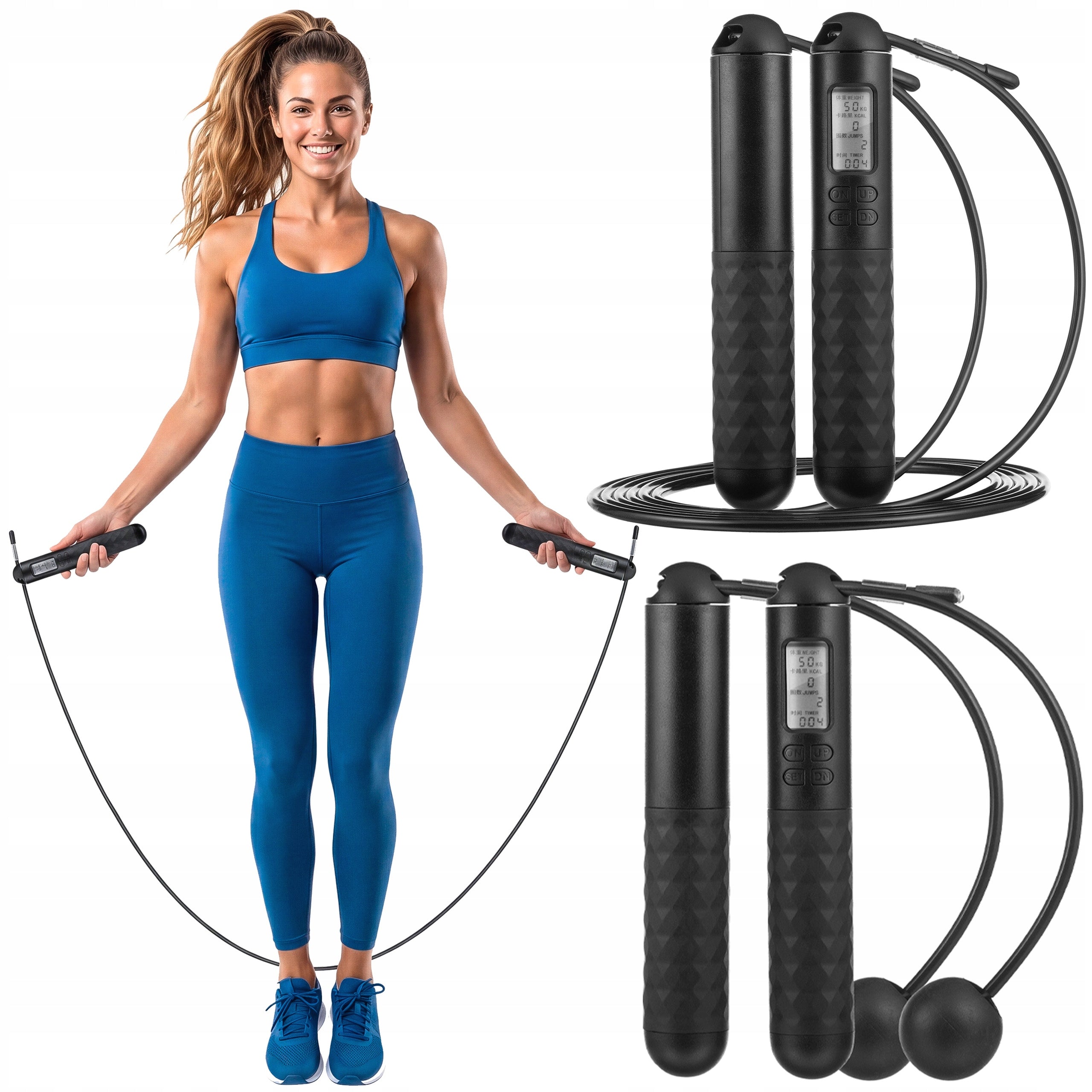 JUMP ROPE WITH LOAD COUNTER WIRELESS DISPLAY BT 2IN1 GYMTEK