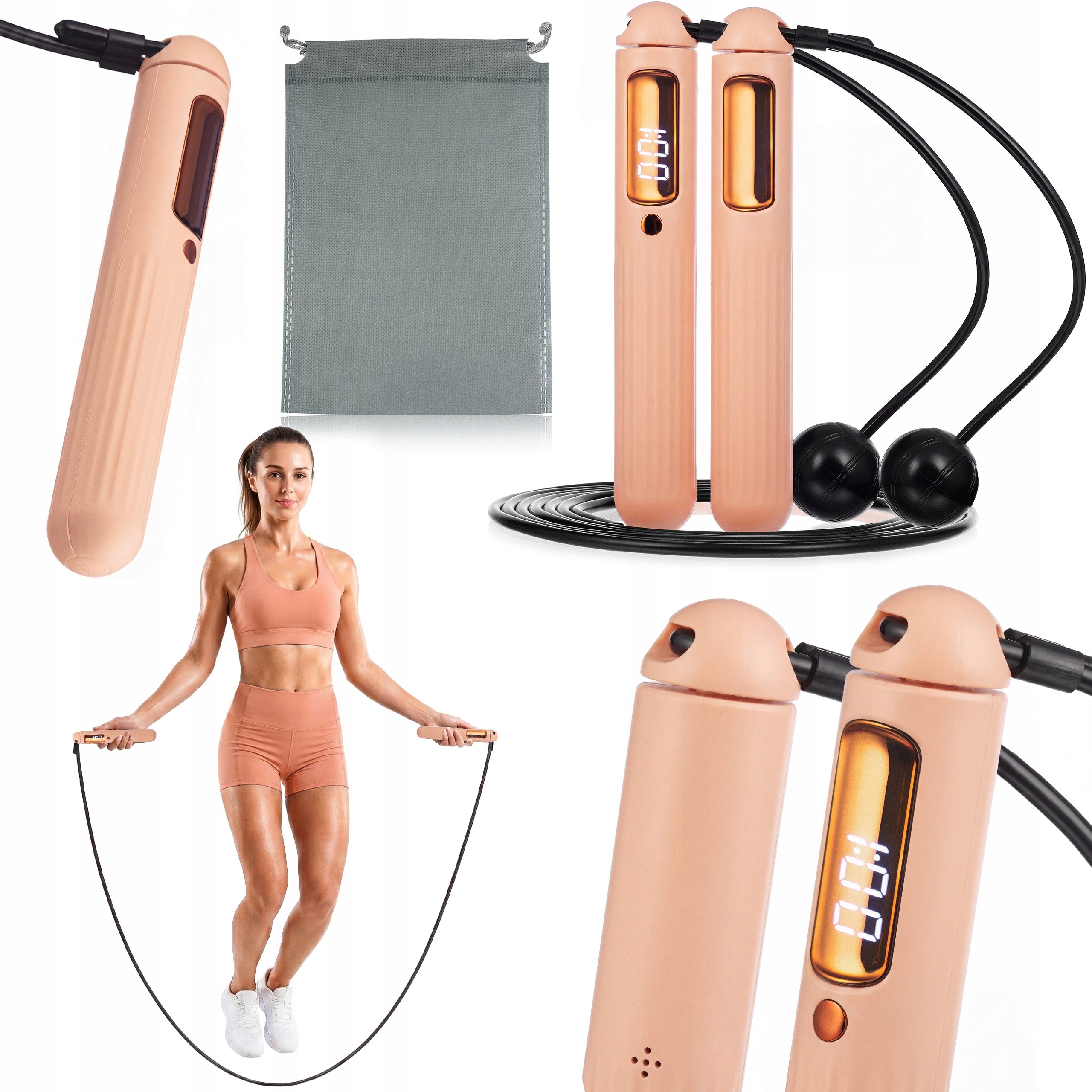 JUMP ROPE WITH WIRELESS COUNTER 2IN1 CABLE + BLUETOOTH BALLS GYMTEK