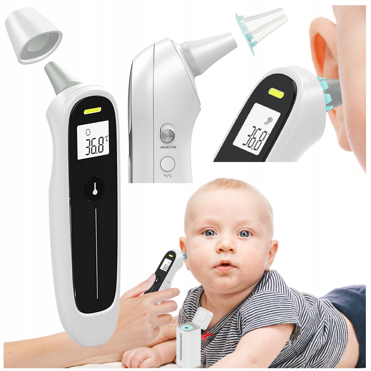 JUMPER JPD-FR304 MEDICAL In-Ear Thermometer for Adult Children + Covers