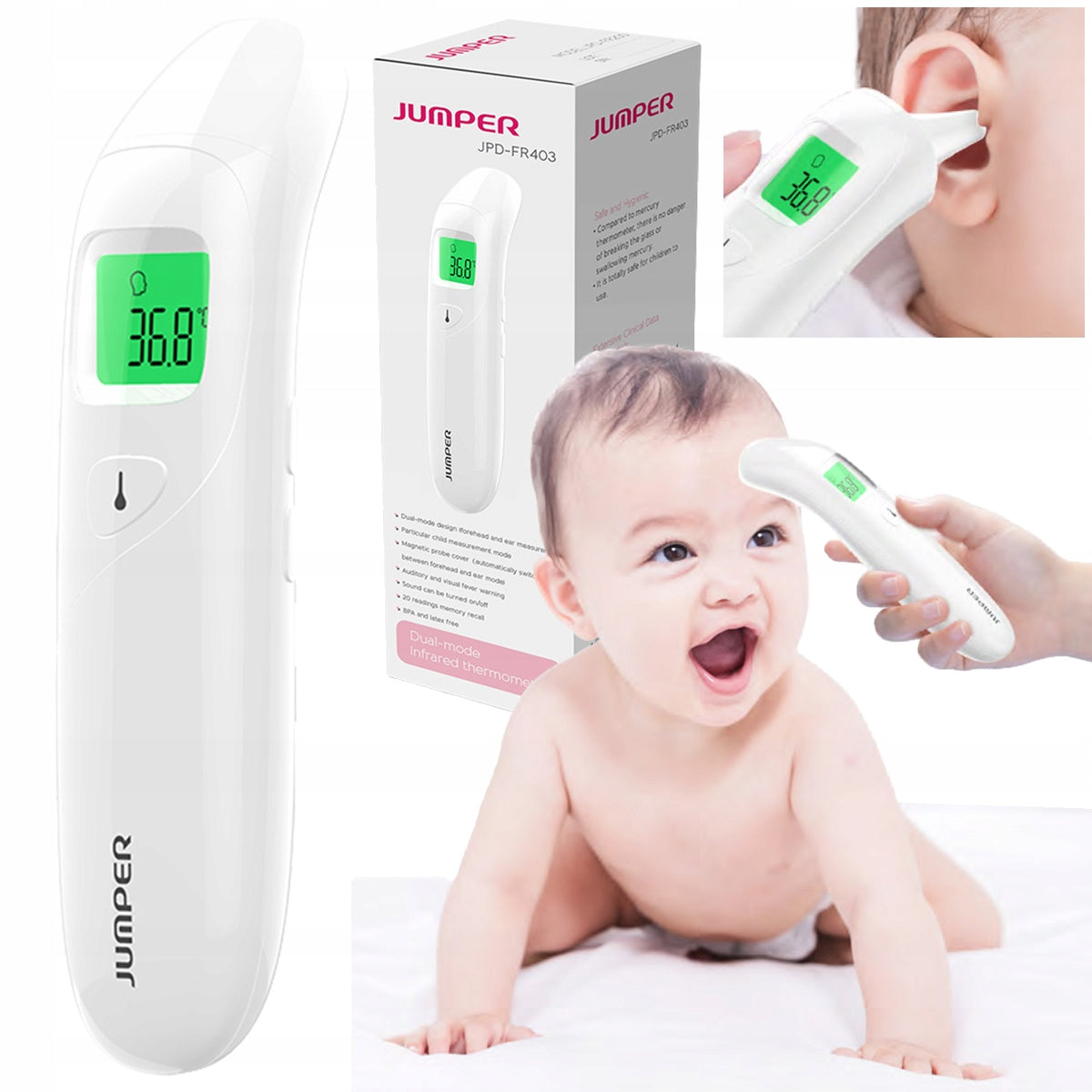 JUMPER JPD-FR403 MEDICAL non-contact infrared thermometer for forehead ear