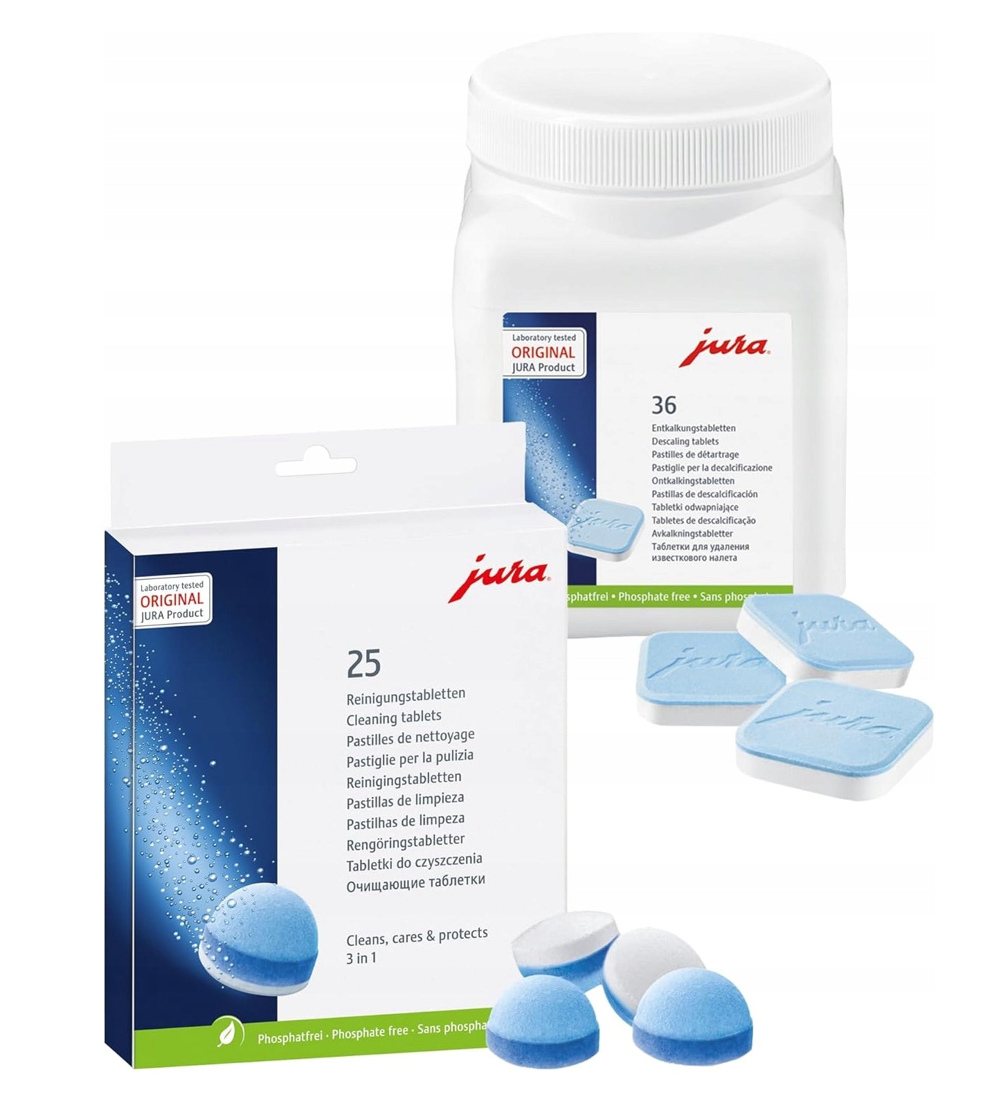 JURA Cleaning Kit for Espresso Machine Cleaning Tablets 25+36 Descaler