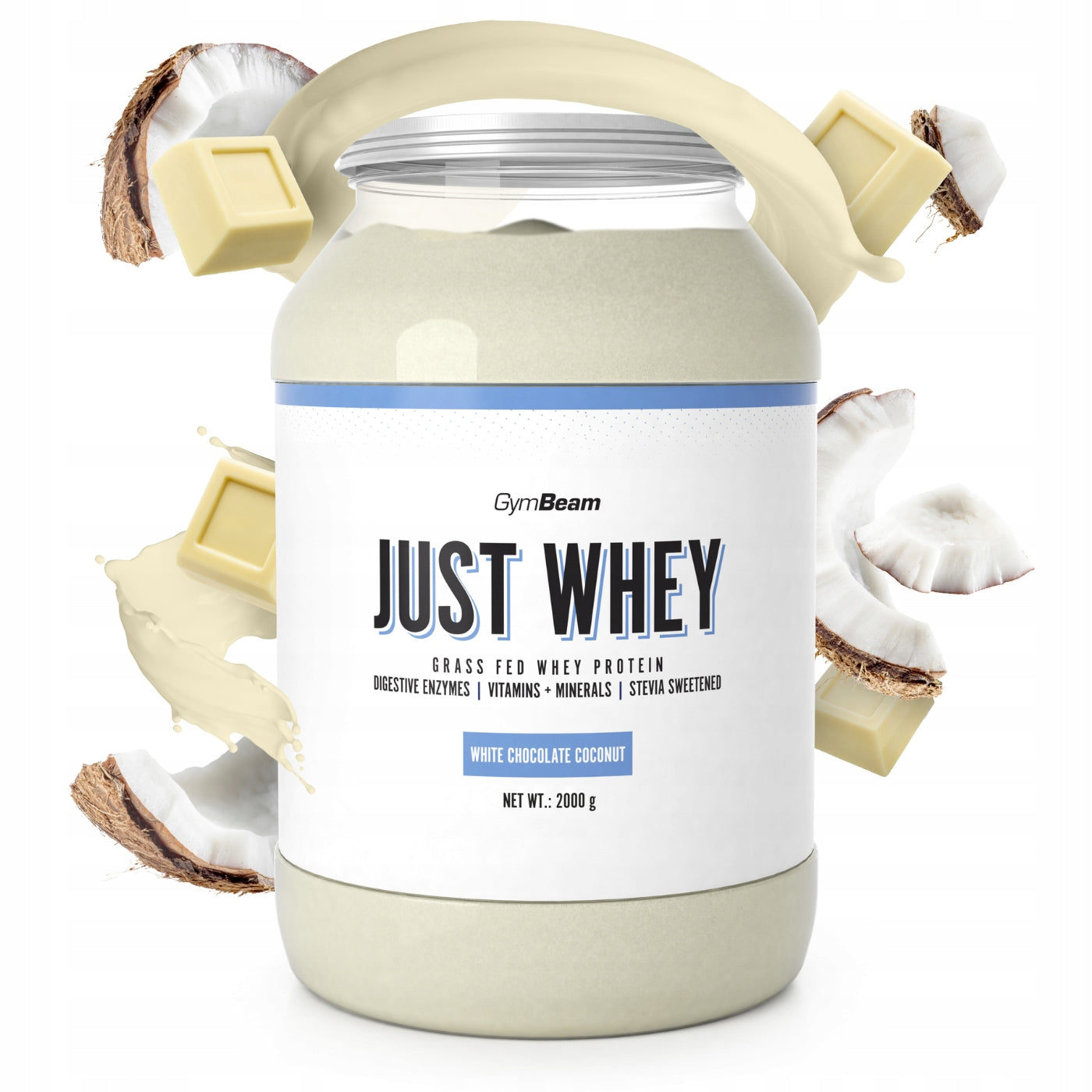 JUST WHEY WPC WPI WPH GymBeam 2000g white chocolate