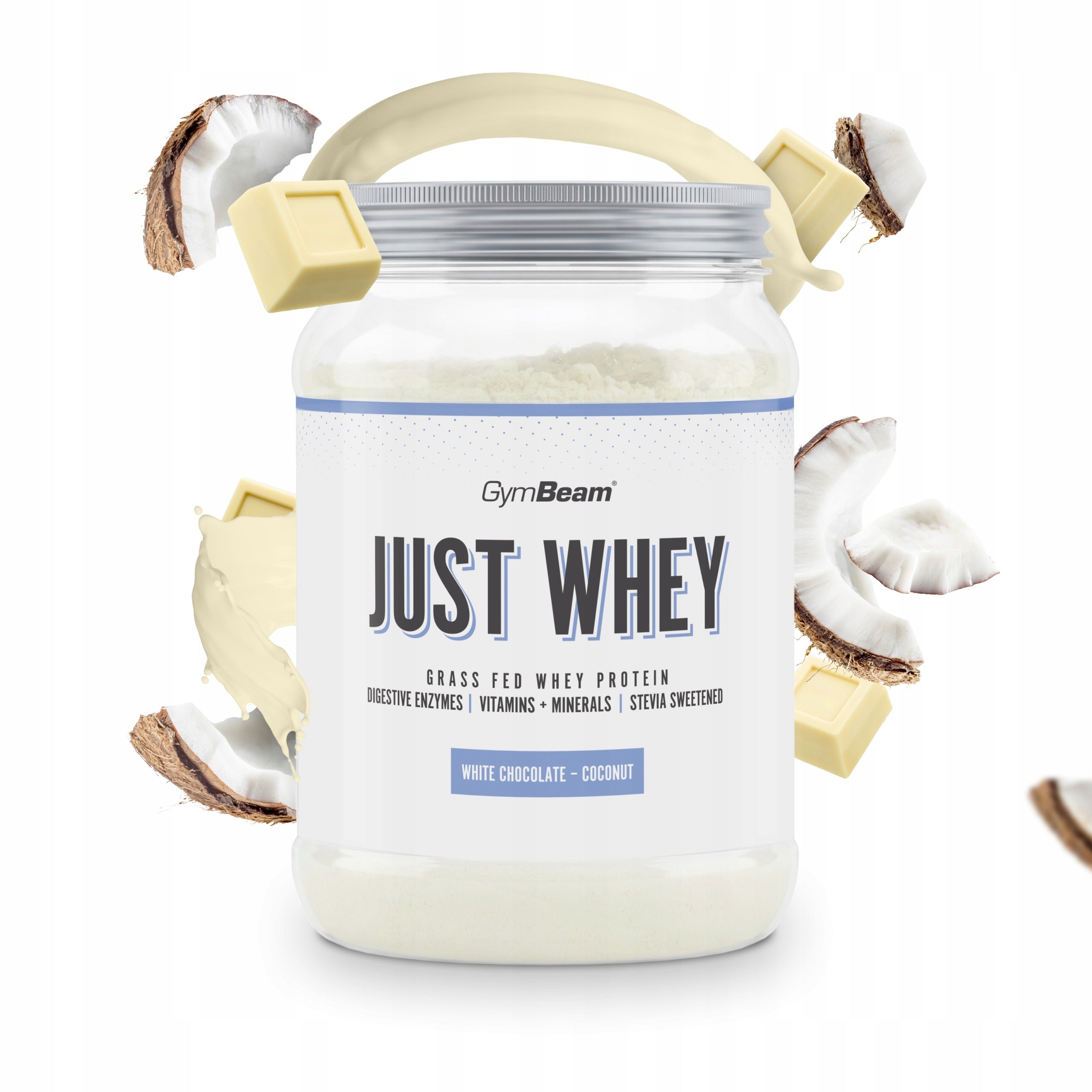 JUST WHEY WPC WPI WPH GymBeam 500g white chocolate