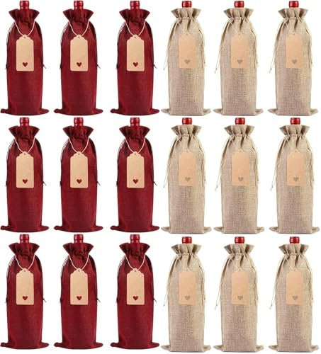 JUTE WINE BAGS FOR BOTTLES SET OF 18 PIECES GIFT WEDDING FOR BIRTHDAY Brand no brand