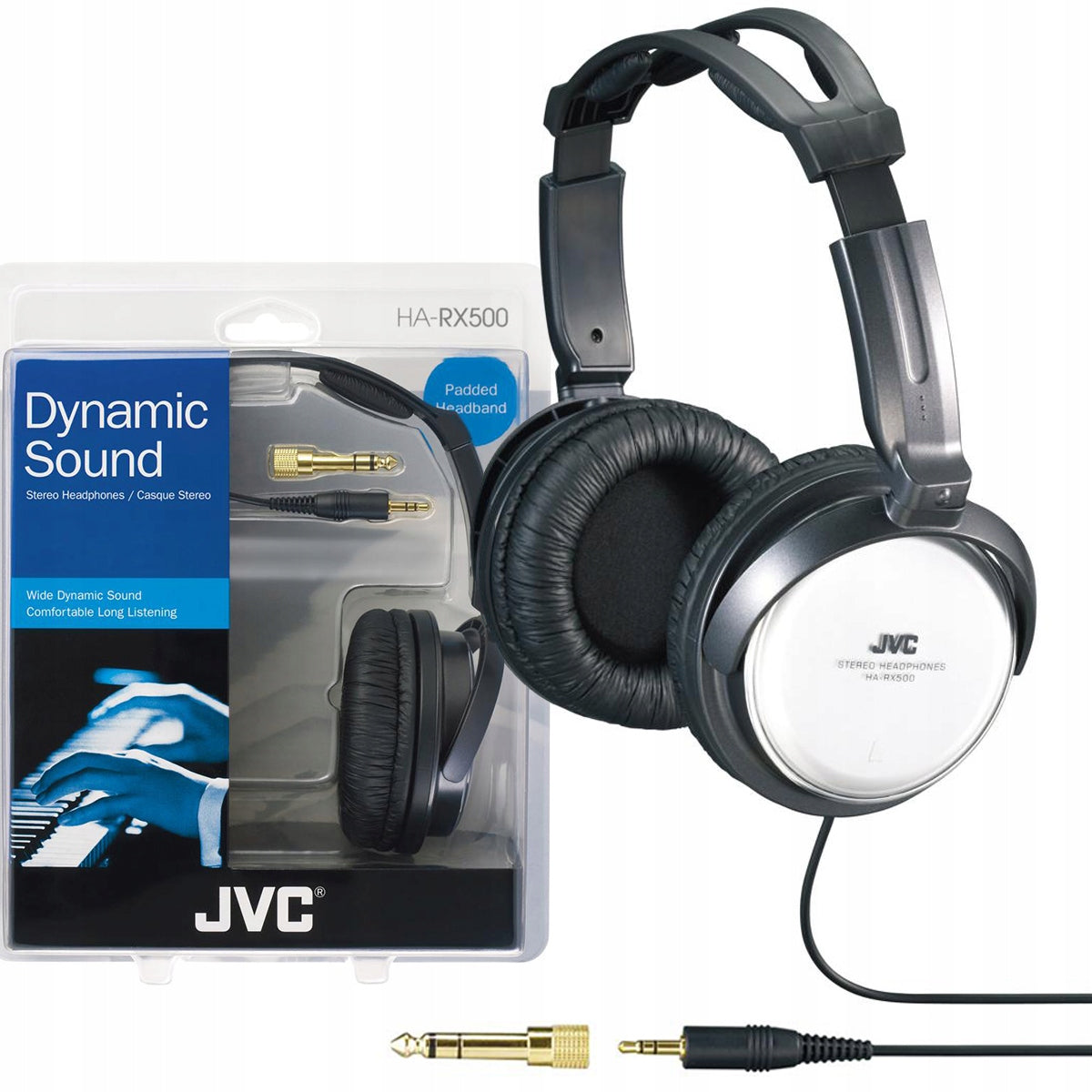 JVC HA-RX500 DYNAMIC SOUND ON-EAR HEADPHONES BLACK