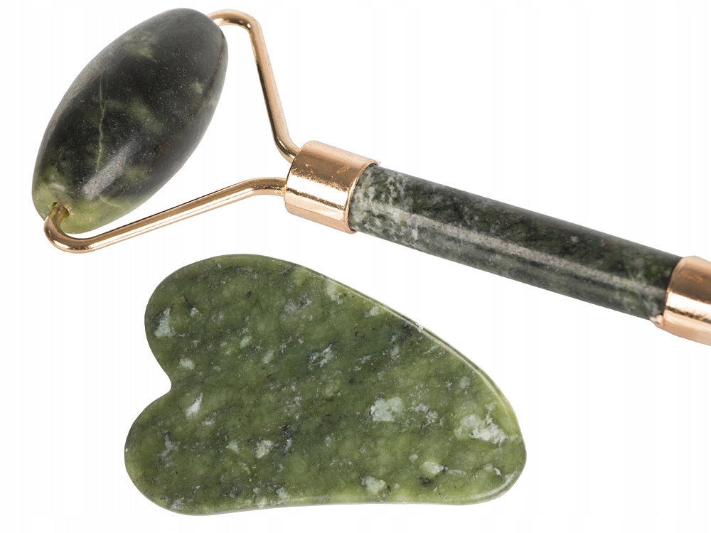 Jade Face Massager Roller Jade Roller Double Sided + Tile