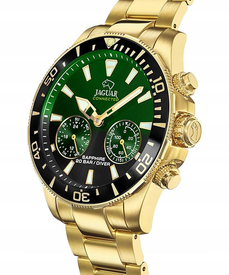 Jaguar mens watch stainless steel gold Jaguar Connected wristwatch UJ899/5 Batteries included yes
