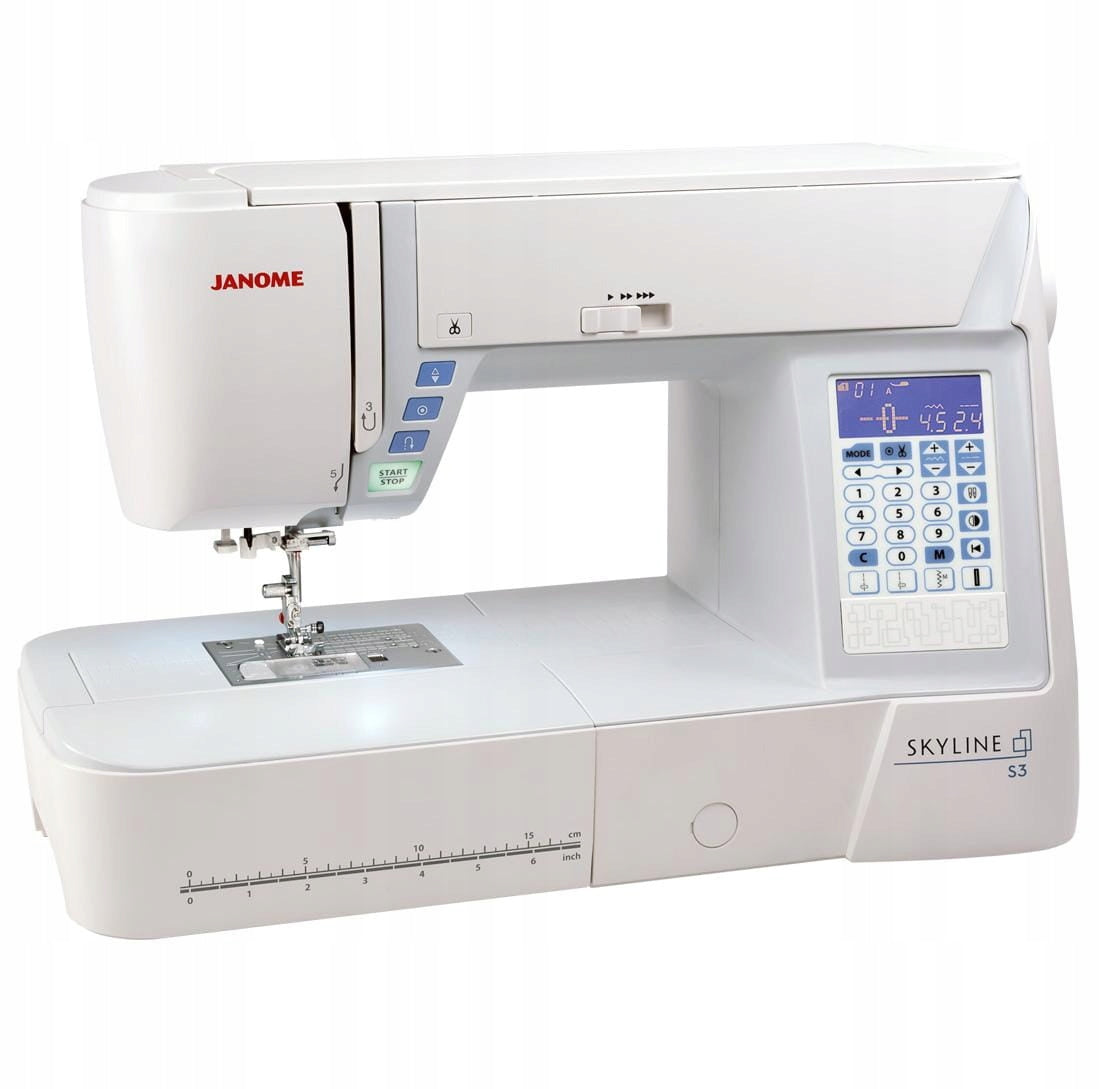 Janome Skyline S3 computer sewing machine XL 388 stitches Manufacturer code Skyline S3