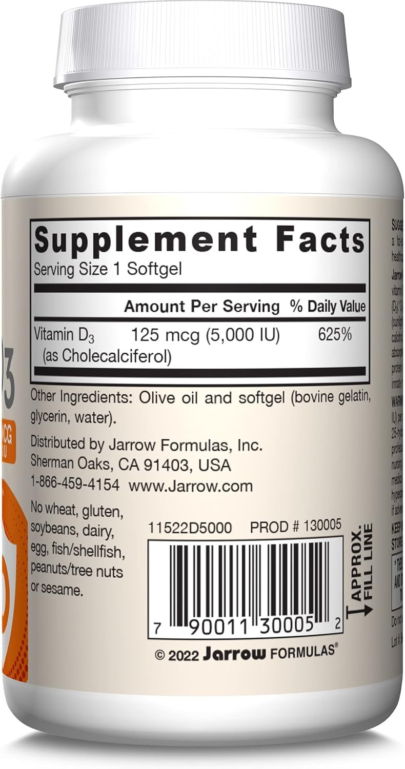 Jarrow Formulas Vitamin D3 5000 - Vitamin D 100 sgels EAN (GTIN) 790011300052
