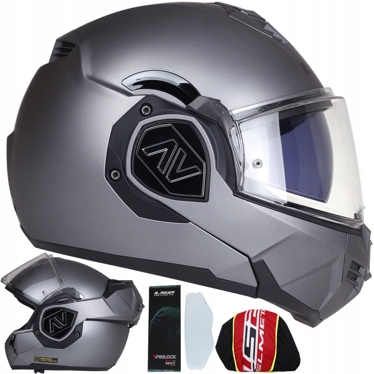 Jaw motorcycle helmet LS2 FF906 ADVANT titanium ECE 22.06 PINLOCK blend