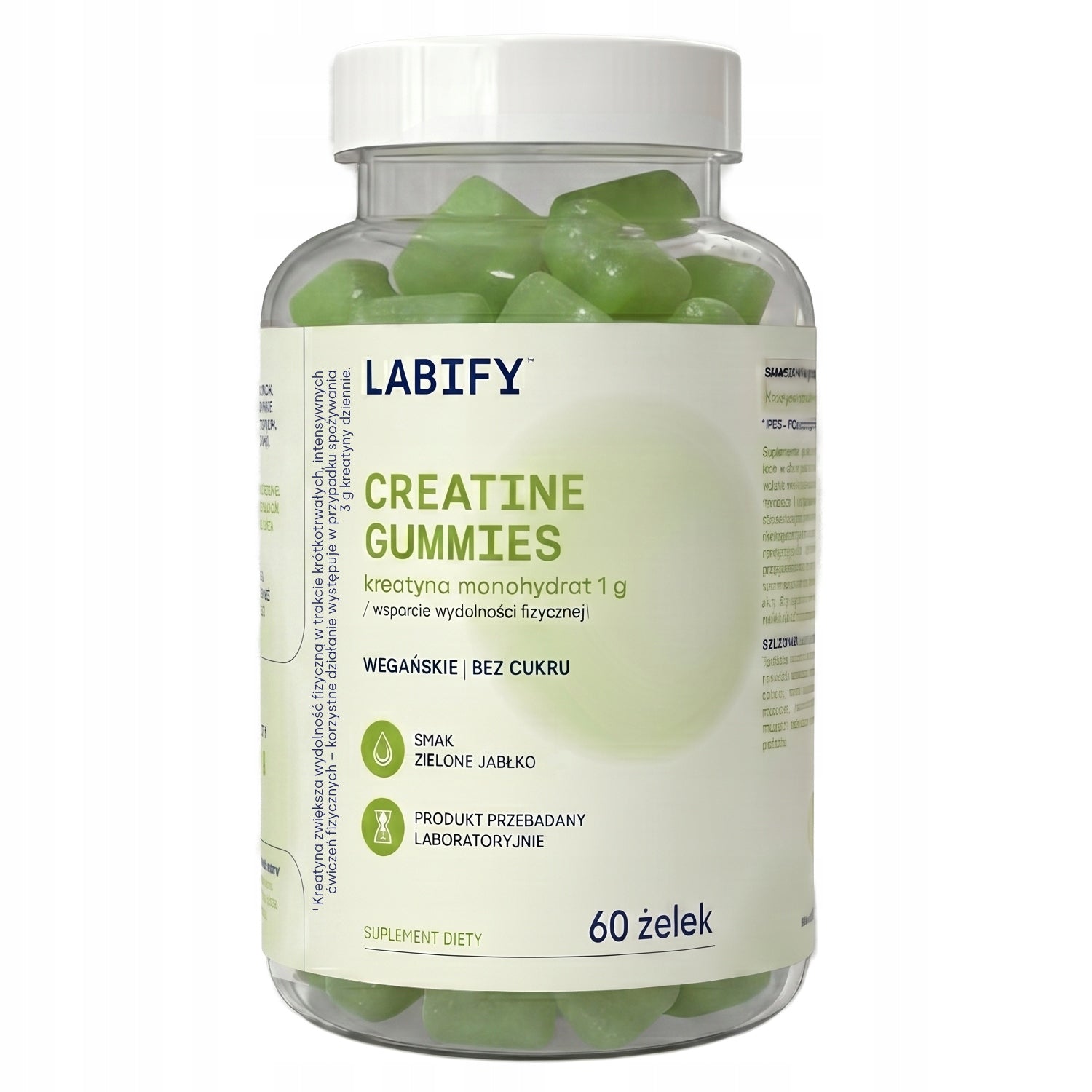 Jelly with creatine green apple Labify Creatine Gummies 1 g 60 jellies