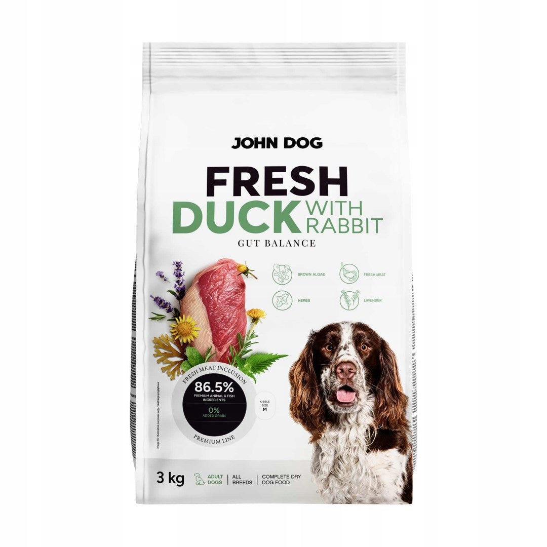 John Dog Fresh 3kg Dog Food Duck Rabbit Support Food System