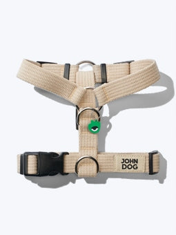 John Dog Hey hau hello harness guard for dog beige cotton tape XS