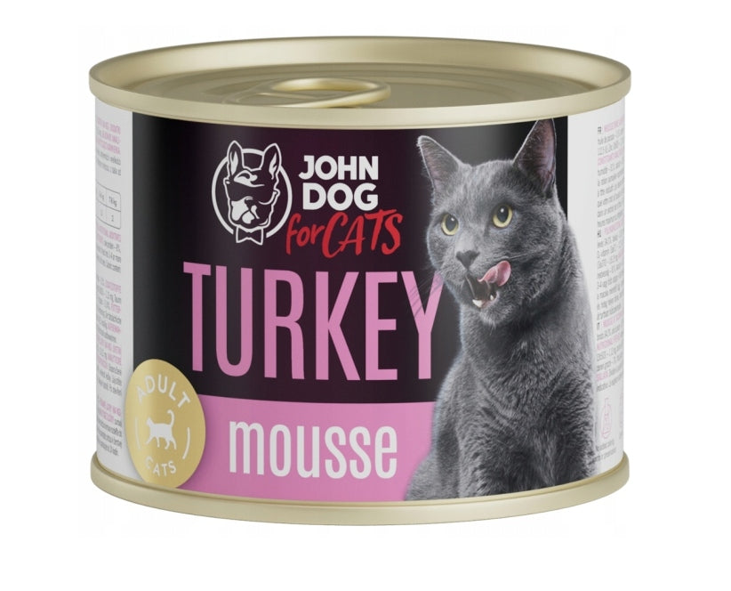 John Dog for Cats Mousse with Turkey 200g Grain Free Wet Cat Food