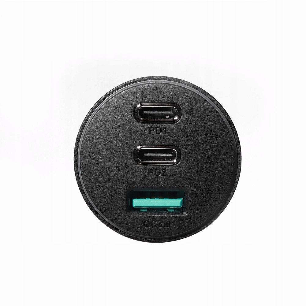 Joyroom 70W car charger with 3 ports: USB, 2 x USB C black Output current 3000 mA