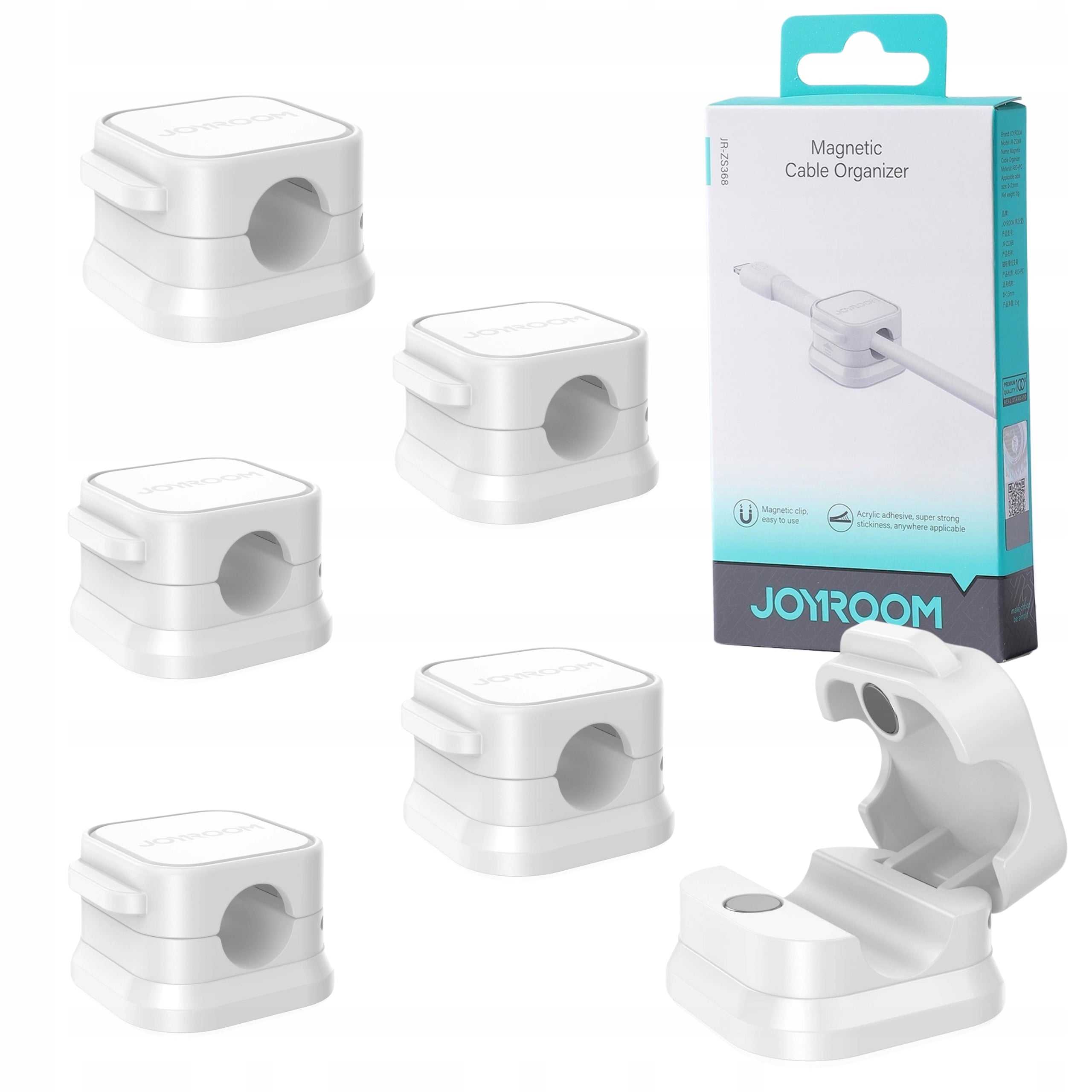 Joyroom Cable organizer Joyroom JR-ZS368 magnetic - white (6 pcs.)