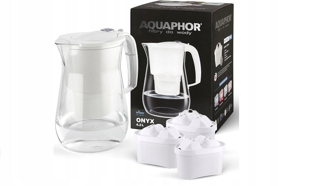 Jug AQUAPHOR Onyx 4.2 l White +3 cartridges B100-25 Maxfor Magnesium Brand Aquaphor