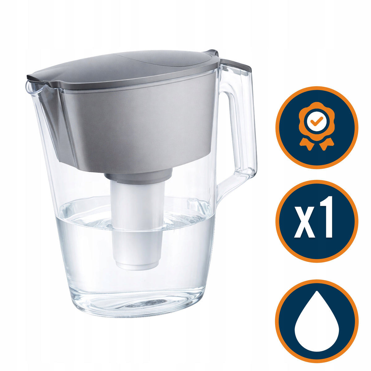 Jug Aquaphor Standard 2.5L + Cartridge B15 Grey Effective Water Filtration Packaging status original