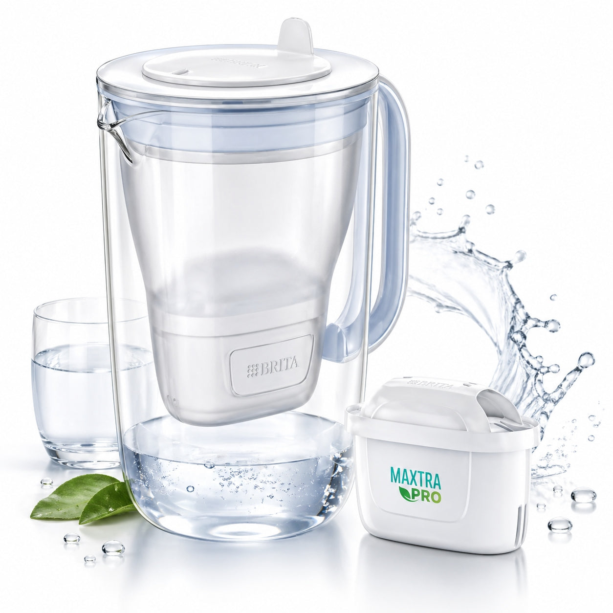 Jug Brita Water Filter Glass 2,5l +Filter Maxtra Pro White