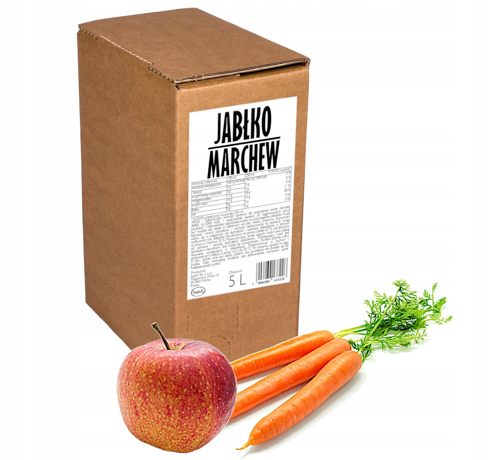 Juice apple carrot pressed natural 100% 5L with carrots and apples, healthy
