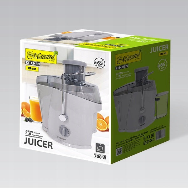 Juicer for vegetables and fruits 700W MAESTRO MR-801 Dominant color silver/gray