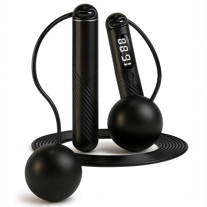 Jump Rope With Ball Counter Adjustable LED Calorie Display Weights Manufacturer code Skakanka Z Licznikiem Kalorii Czarna