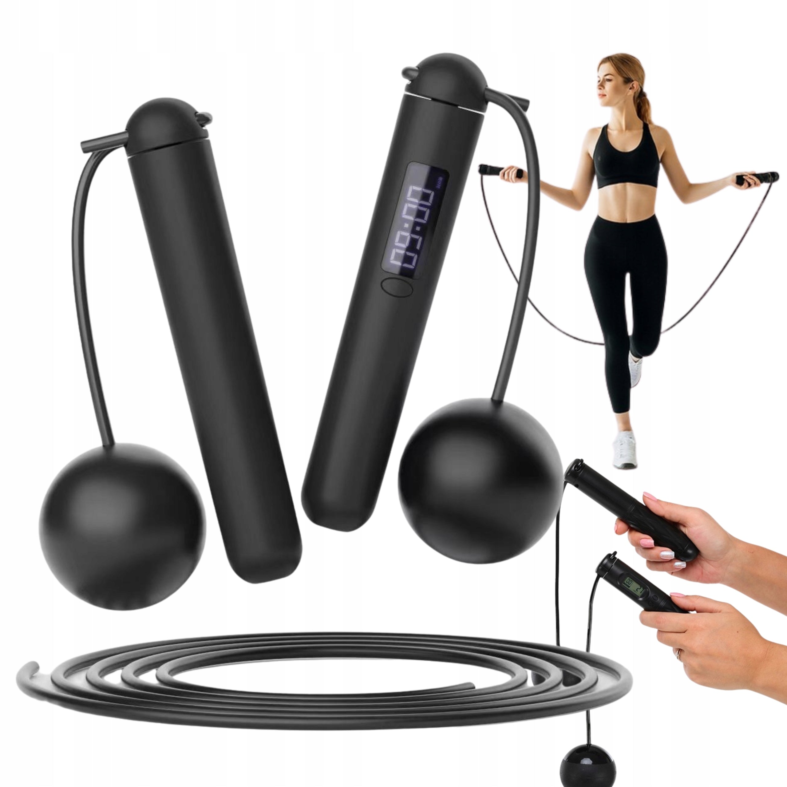 Jump Rope With Ball Counter Adjustable LED Calorie Display Weights