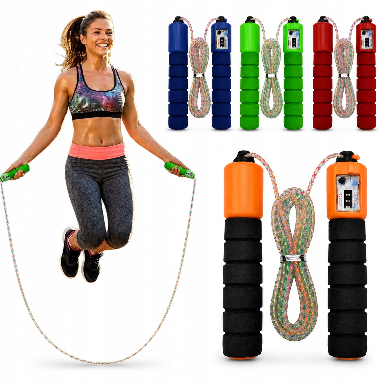 Jump Rope with Counter 250 cm Fitness Training Sports Mix of Colors