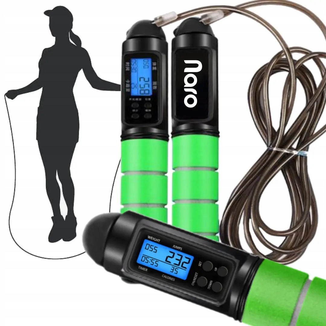 Jump Rope with Counter Adjustable Fitness Naro Green on Bearings Color green