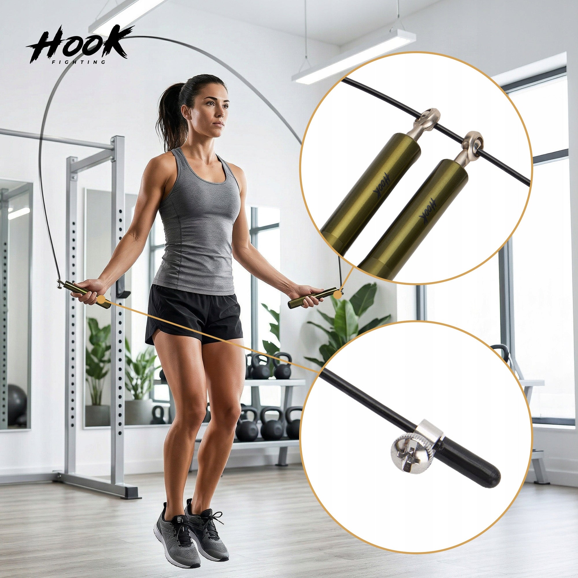 Jump rope HOOK FIGHTING boxing green ERGONOMIC LENGTH ADJUSTMENT Brand HOOK FIGHTING
