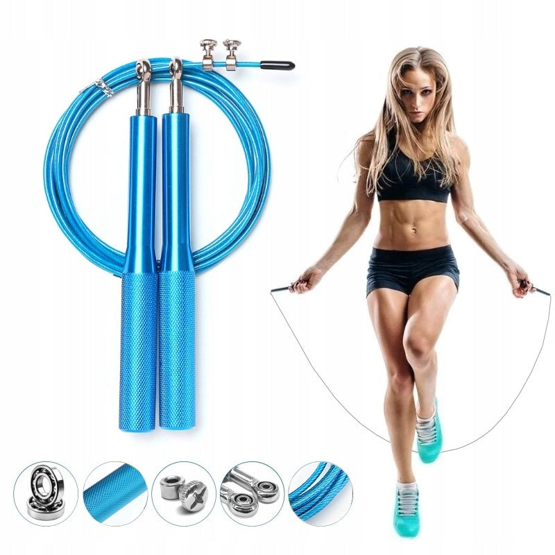 Jump rope Steel with bearings, Adjustable - CROSSFIT Blue Color blue