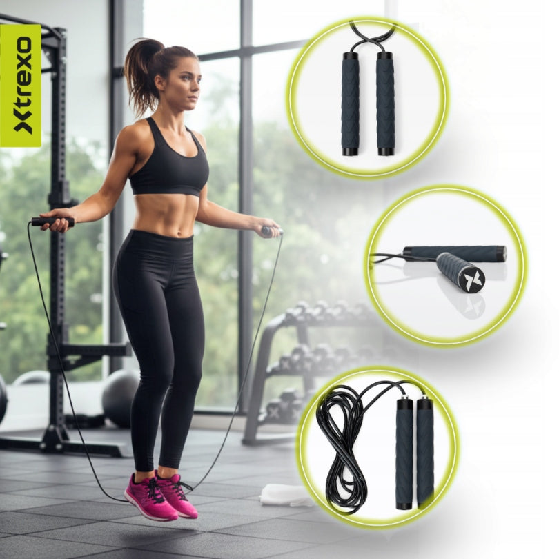 Jump rope XTREXO Advanced black OS ADJUSTABLE LENGTH VERSATILE Color black