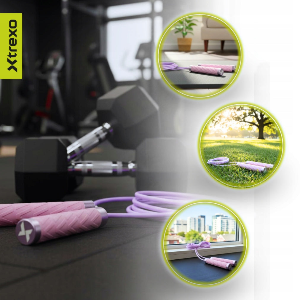 Jump rope XTREXO Advanced purple OS ADJUSTABLE LENGTH VERSATILE Kind made of plastic