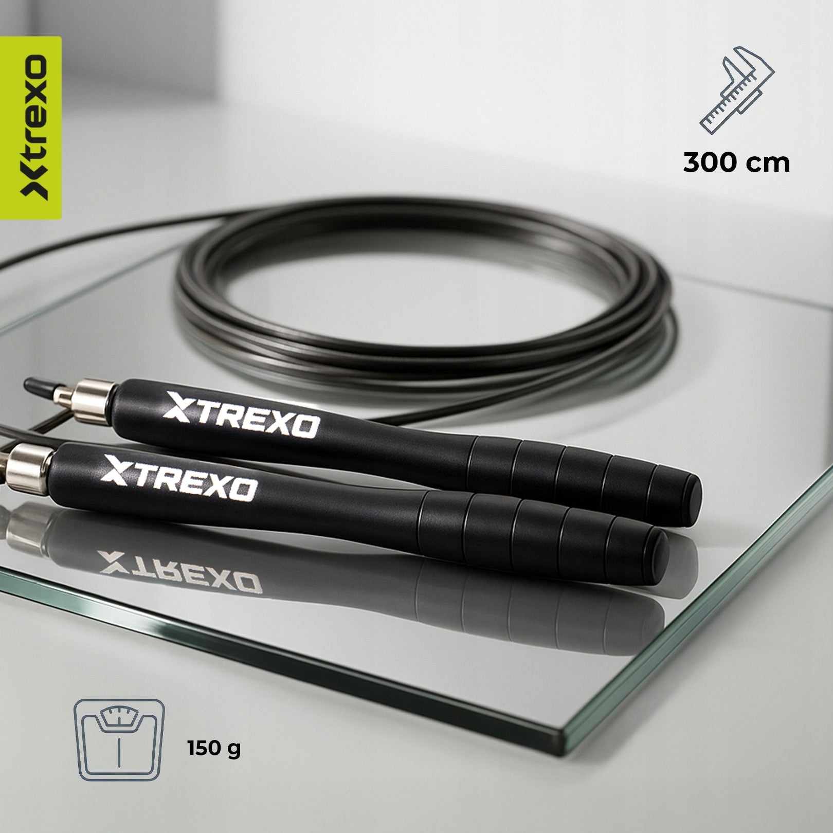 Jump rope XTREXO Alu-speed black OS STEEL CABLE WITH ADJUSTABLE VERSATILE Manufacturer code TXO-B4Z061-BK