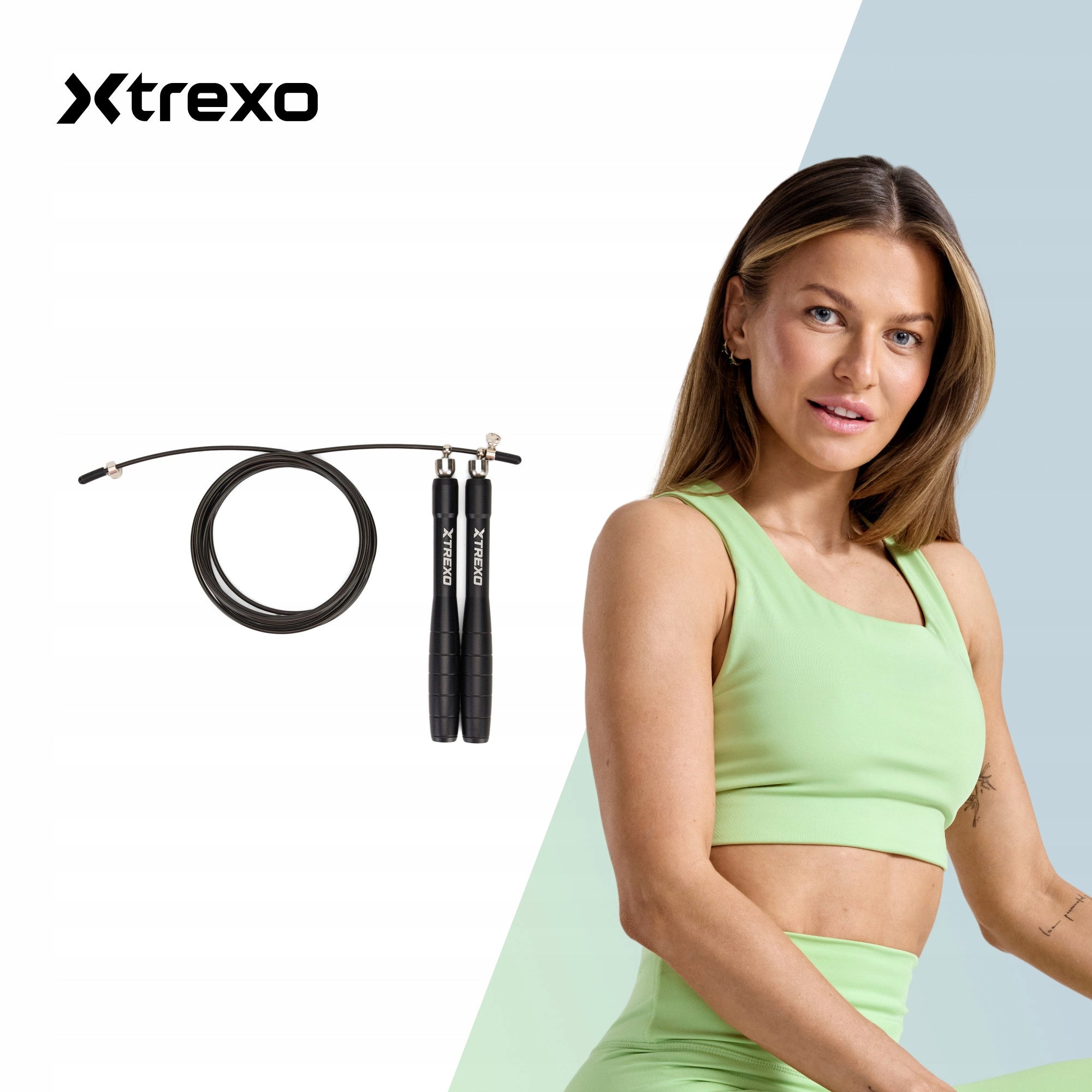 Jump rope XTREXO Alu-speed black OS STEEL CABLE WITH ADJUSTABLE VERSATILE Packaging status original
