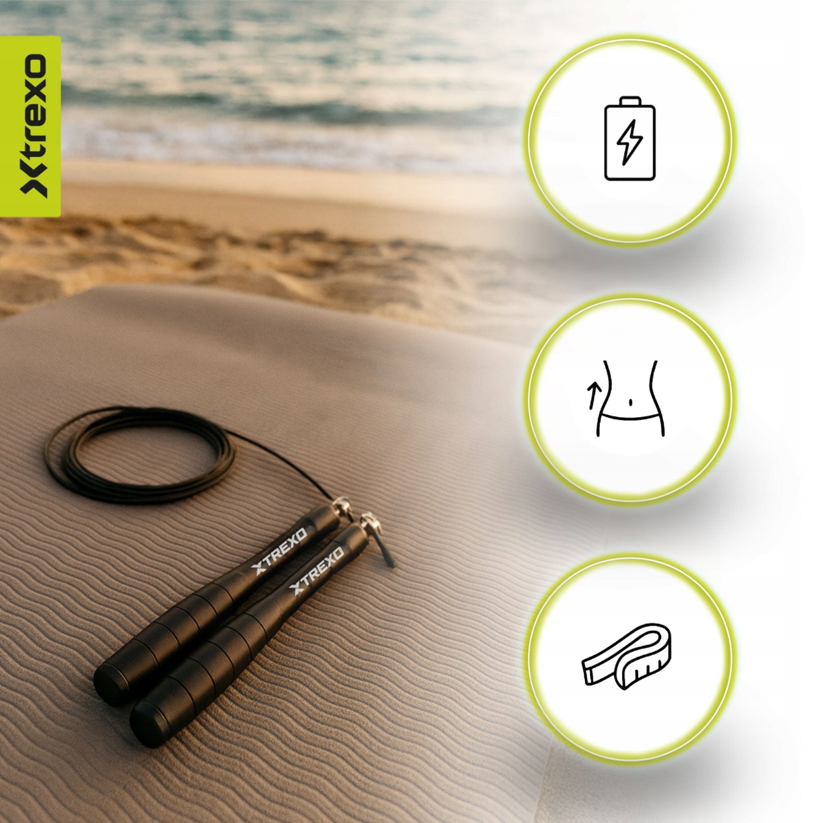 Jump rope XTREXO Alu-speed black OS STEEL CABLE WITH ADJUSTABLE VERSATILE Rope length 300 cm
