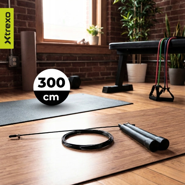 Jump rope XTREXO Basic+ black LENGTH ADJUSTMENT VERSATILE FOR TRAINING Brand Xtrexo