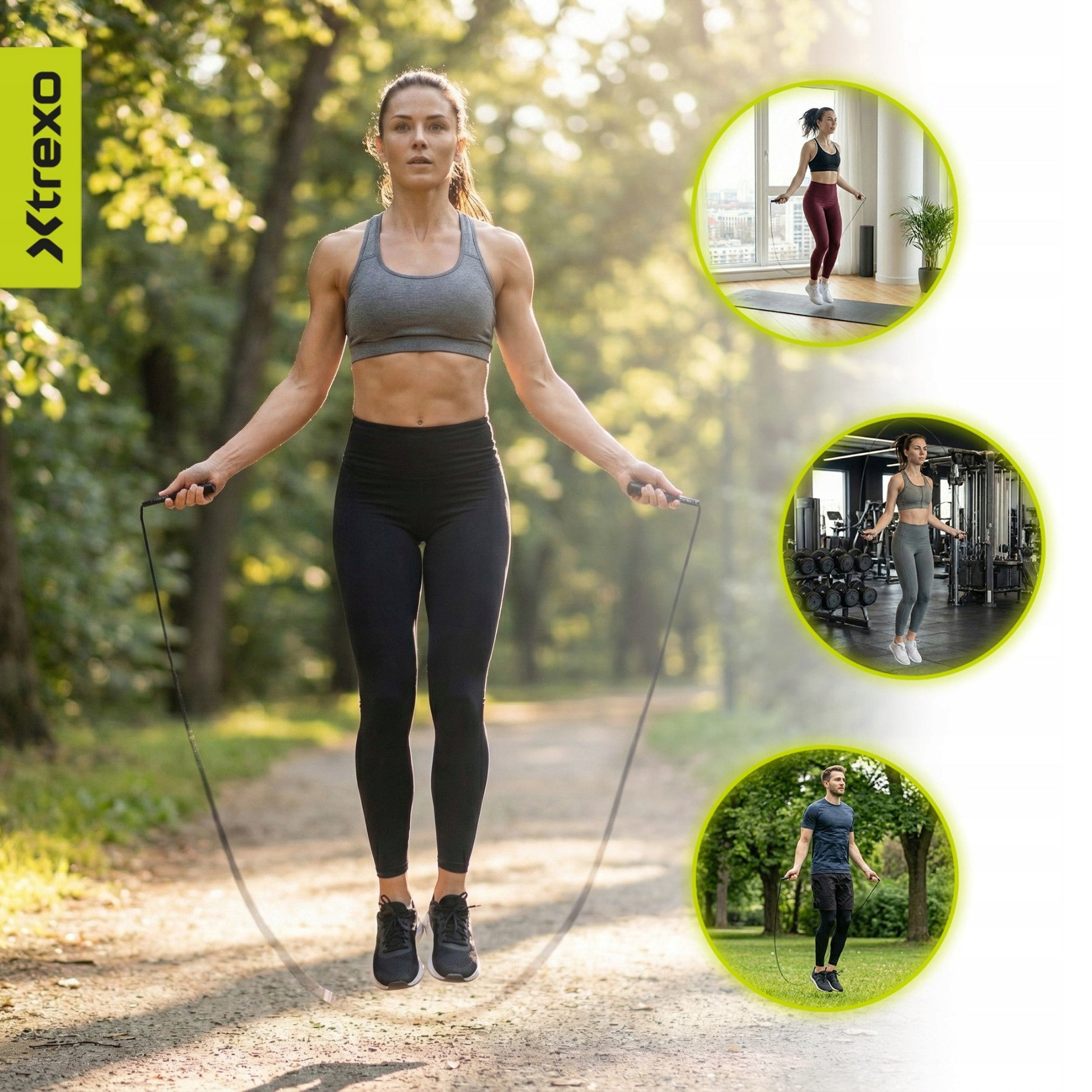 Jump rope XTREXO Basic black OS LENGTH ADJUSTMENT FOR CARDIO EXERCISES Brand Xtrexo