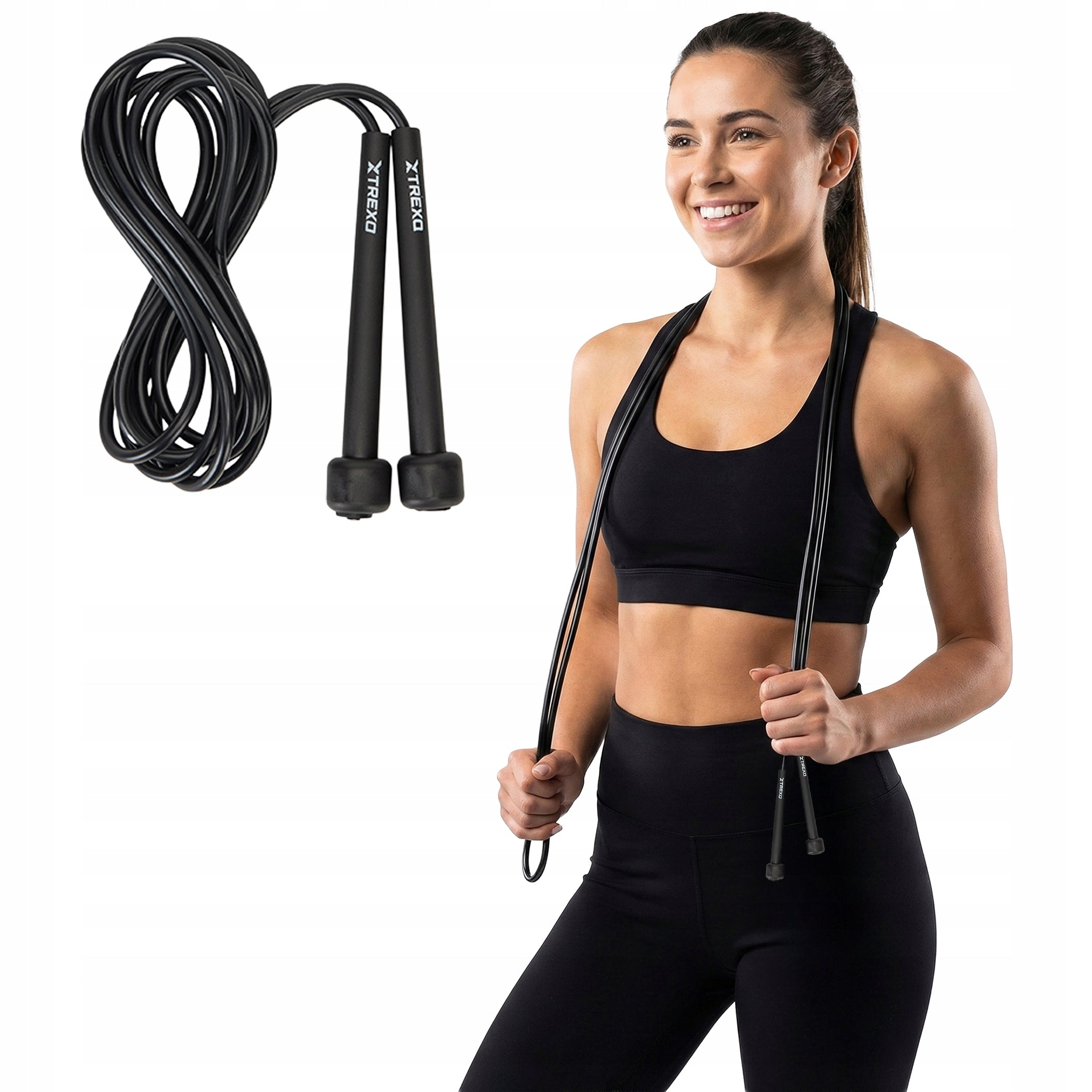 Jump rope XTREXO Basic black OS LENGTH ADJUSTMENT FOR CARDIO EXERCISES