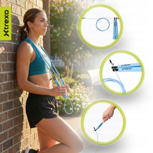Jump rope XTREXO Basic+ blue LENGTH ADJUSTMENT COMPACT FOR TRAINING Manufacturer code TXO-B4Z060-BL