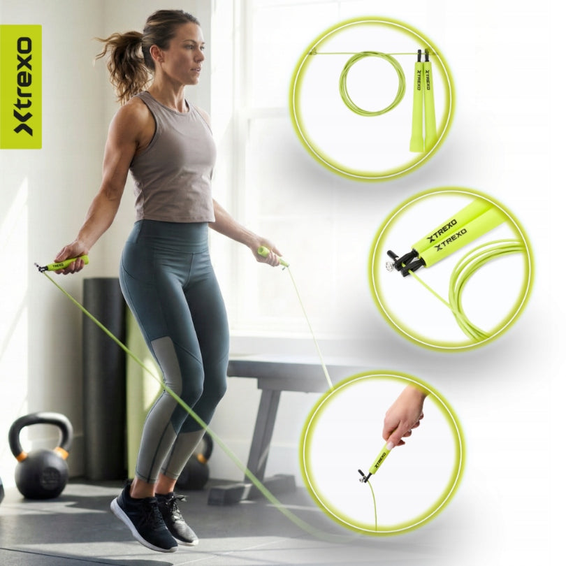 Jump rope XTREXO Basic+ green OS LENGTH ADJUSTMENT COMPACT FOR TRAINING Model Basic+