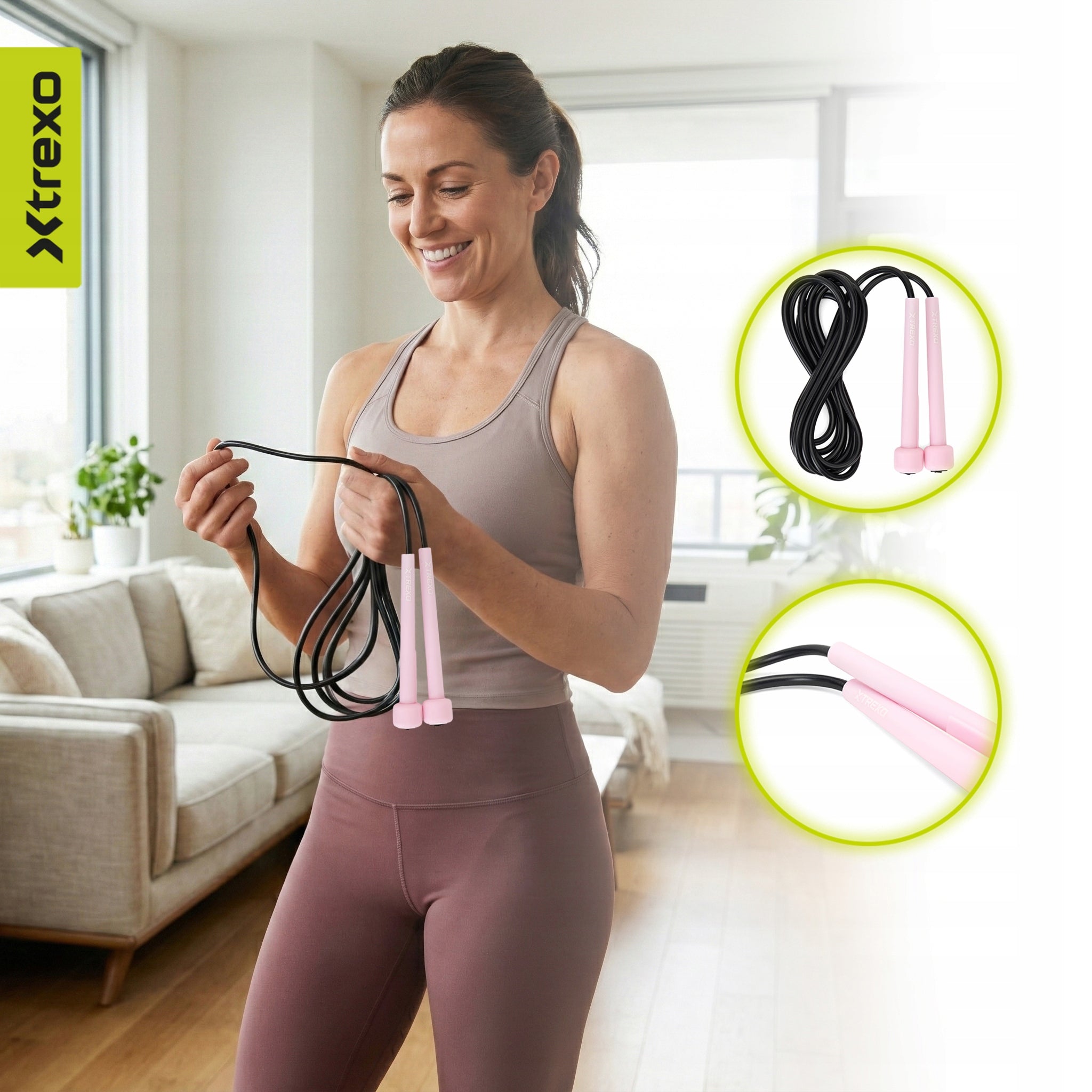 Jump rope XTREXO Basic purple LENGTH ADJUSTMENT TRAINING CARDIO FITNESS Kind made of plastic