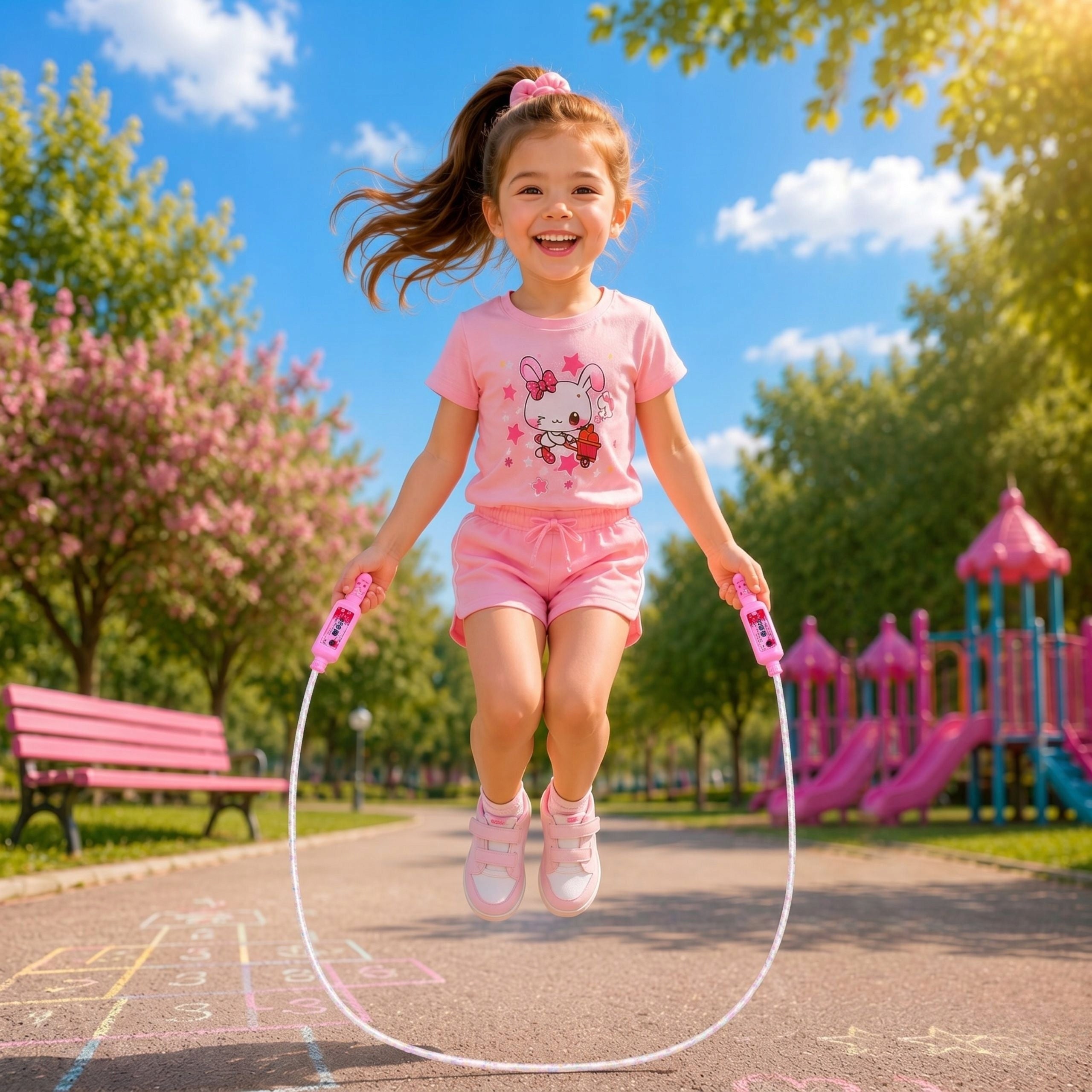 Jump rope for girls pink with counter adjustable length fishing line 3+ Manufacturer code skakanka z licznikiem różowa
