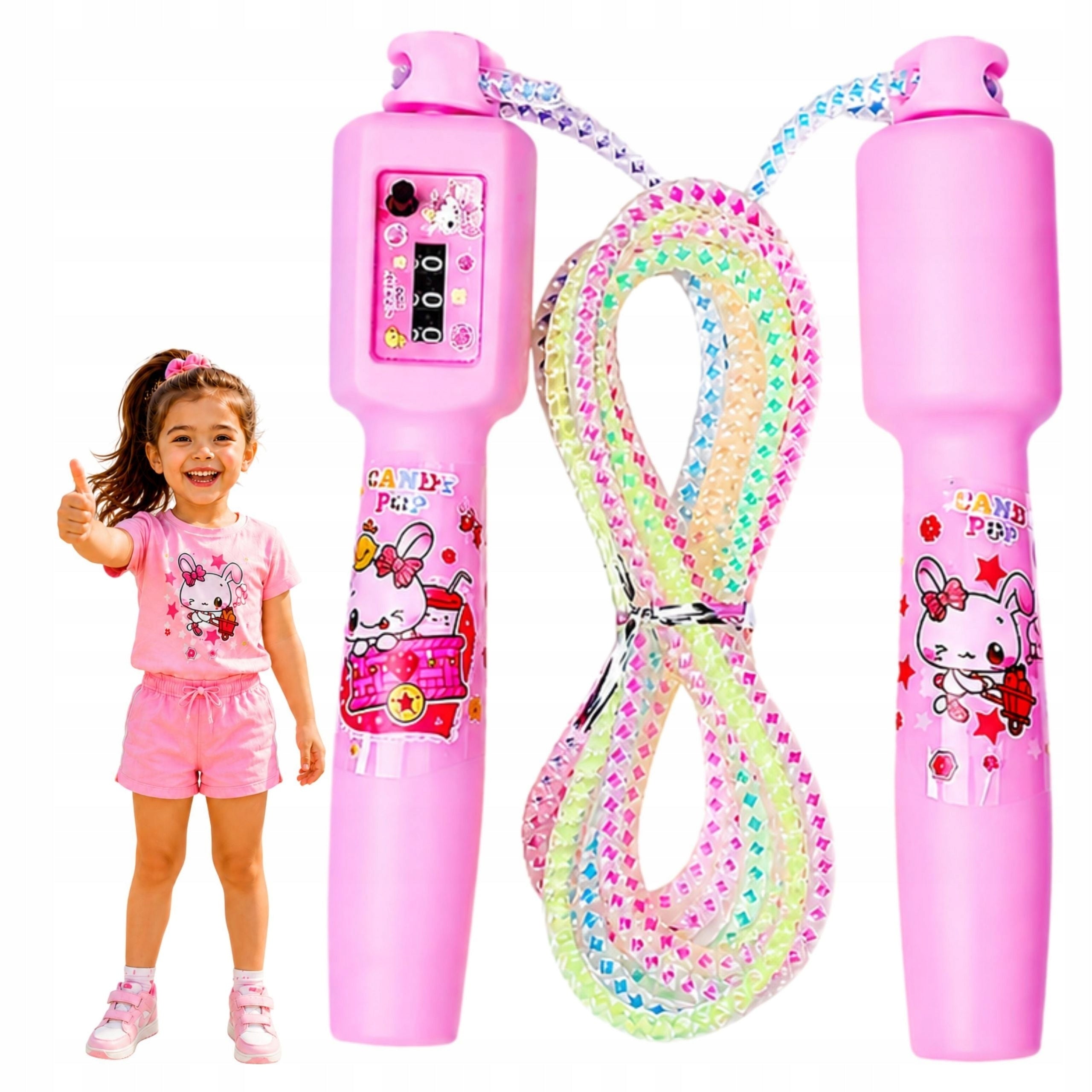 Jump rope for girls pink with counter adjustable length fishing line 3+